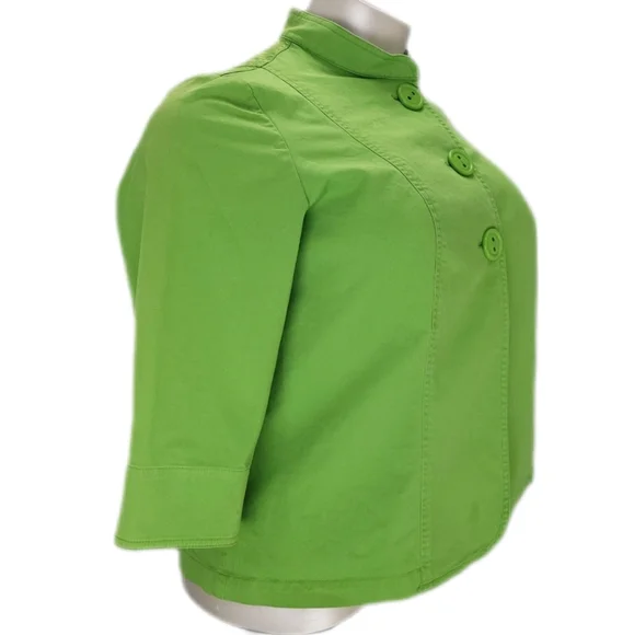 Coldwater Creek Womens 18W Blazer Jacket Green Button Front 3/4 Sleeve Stretch - Picture 2 of 6